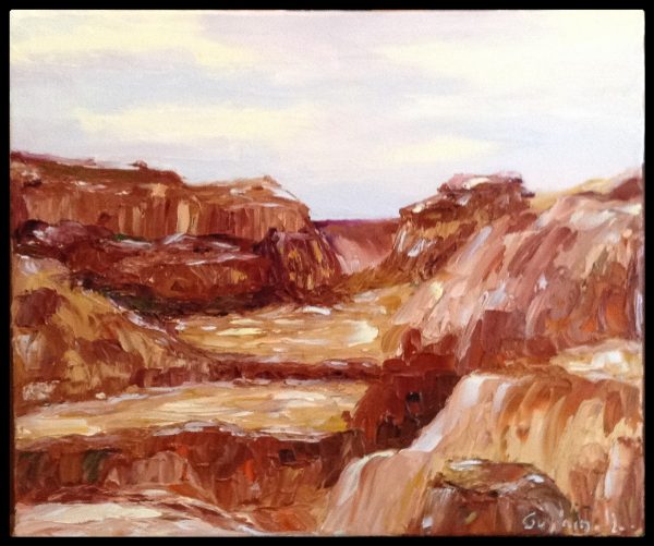 Peinture à l'huile rochers du parc de l'Arizona.