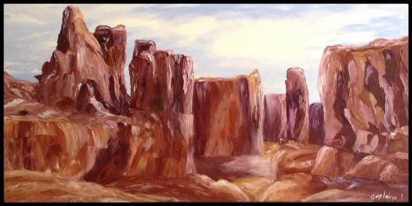 Peinture à l'huile paysage de rocher de l'Arizona.